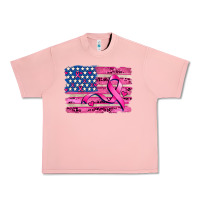 Salmon american flag and  cancer ribbon pattern Urban Heavy Tee - AdoDesignShop