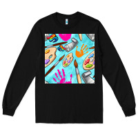 Black find art class seamless pattern Long Sleeve Tee - BundleAndBundleShop