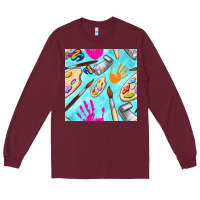 Burgundy find art class seamless pattern Long Sleeve Tee - BundleAndBundleShop