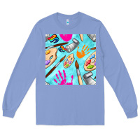 Colony Blue find art class seamless pattern Long Sleeve Tee - BundleAndBundleShop