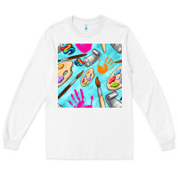 White find art class seamless pattern Long Sleeve Tee - BundleAndBundleShop