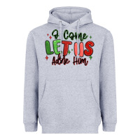 Heather Grey o come let us adore him christmas Heavyweight Hoodie - MaliasSmallBusiness