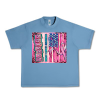 Pebble Blue warrior breast cancer and american flag Urban Heavy Tee - AdoDesignShop