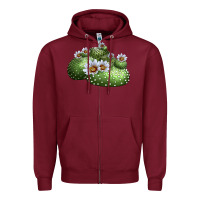 Burgundy blossfeldia cactus Zipper Hoodie - LillyAllenDesigns