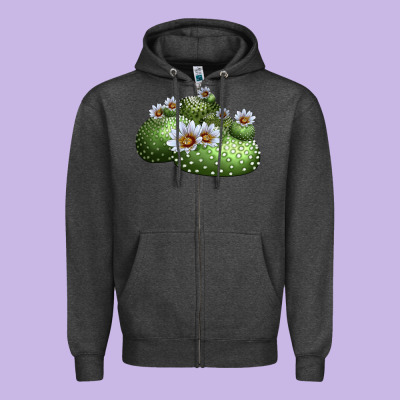Blossfeldia Cactus Zipper Hoodie Designed By Lillyallendesigns