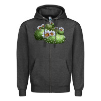 Charcoal Heather blossfeldia cactus Zipper Hoodie - LillyAllenDesigns