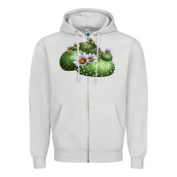 Dove Grey blossfeldia cactus Zipper Hoodie - LillyAllenDesigns