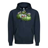 Navy blossfeldia cactus Zipper Hoodie - LillyAllenDesigns
