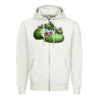 Oatmeal Heather blossfeldia cactus Zipper Hoodie - LillyAllenDesigns