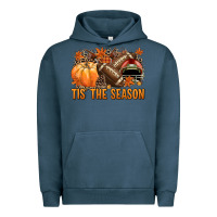 Pigment Midnight Navy Tis' the season American Football Urban Hoodie - NancyCooperArtShop