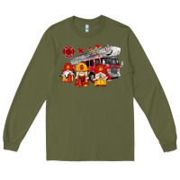 Army Green fire truck gnomes Long Sleeve Tee - Artiststas