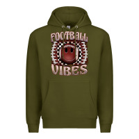 Army Green football vibes smiley face Premium Hoodie - BarkalooDesign