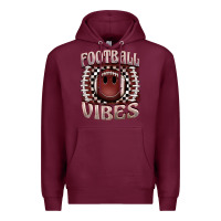 Burgundy football vibes smiley face Premium Hoodie - BarkalooDesign