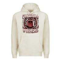 Oatmeal Heather football vibes smiley face Premium Hoodie - BarkalooDesign