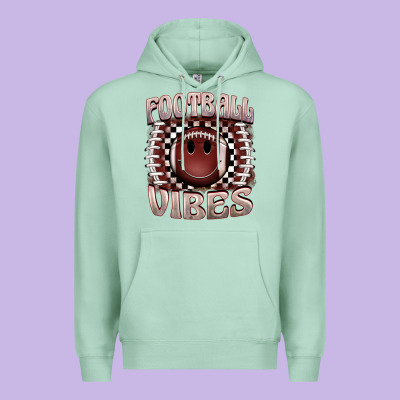 Football Vibes Smiley Face Premium Hoodie Designed By Barkaloodesign