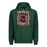 Sports Green football vibes smiley face Premium Hoodie - BarkalooDesign