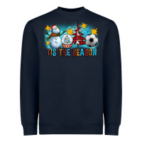 Navy Tis The Season Christmas With Soccer Ball And Snowman Heavyweight Sweatshirt - FaDigitalArtStudio