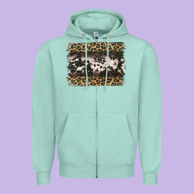 Leopard Cowhide Pattern Background Zipper Hoodie Designed By Jasminsmagicworld