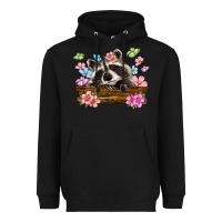 Black raccoon with flowers Heavyweight Hoodie - MaliasSmallBusiness