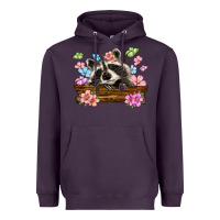 Plum raccoon with flowers Heavyweight Hoodie - MaliasSmallBusiness