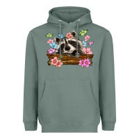 Sage raccoon with flowers Heavyweight Hoodie - MaliasSmallBusiness