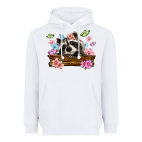 White raccoon with flowers Heavyweight Hoodie - MaliasSmallBusiness