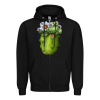 Black blossfeldia cacti Zipper Hoodie - LillyAllenDesigns