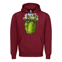 Burgundy blossfeldia cacti Zipper Hoodie - LillyAllenDesigns