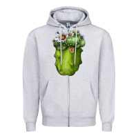 Heather Grey blossfeldia cacti Zipper Hoodie - LillyAllenDesigns