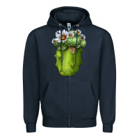 Navy blossfeldia cacti Zipper Hoodie - LillyAllenDesigns