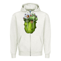 Oatmeal Heather blossfeldia cacti Zipper Hoodie - LillyAllenDesigns