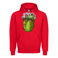 Red blossfeldia cacti Zipper Hoodie - LillyAllenDesigns