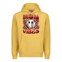 Antique Gold baseball vibes smiley face Premium Hoodie - BarkalooDesign