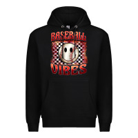 Black baseball vibes smiley face Premium Hoodie - BarkalooDesign