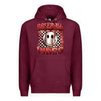 Burgundy baseball vibes smiley face Premium Hoodie - BarkalooDesign