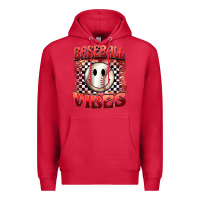 Cardinal baseball vibes smiley face Premium Hoodie - BarkalooDesign