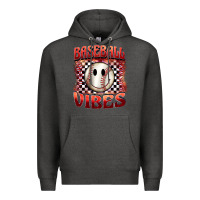 Charcoal Heather baseball vibes smiley face Premium Hoodie - BarkalooDesign