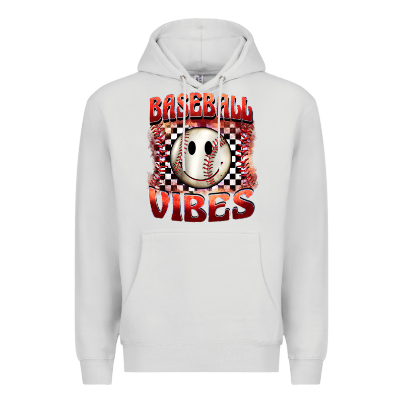 Baseball Vibes Smiley Face Premium Hoodie by BarkalooDesign | Teevron