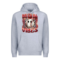 Heather Grey baseball vibes smiley face Premium Hoodie - BarkalooDesign