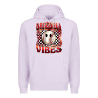 Lilac baseball vibes smiley face Premium Hoodie - BarkalooDesign