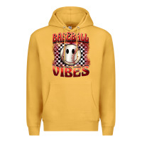 Mustard baseball vibes smiley face Premium Hoodie - BarkalooDesign
