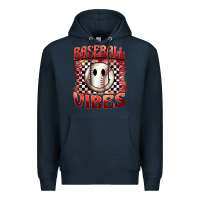 Navy baseball vibes smiley face Premium Hoodie - BarkalooDesign