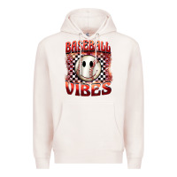 Pale Pink baseball vibes smiley face Premium Hoodie - BarkalooDesign