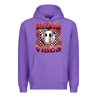 Purple baseball vibes smiley face Premium Hoodie - BarkalooDesign
