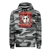 Slate Camo baseball vibes smiley face Premium Hoodie - BarkalooDesign