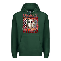 Sports Green baseball vibes smiley face Premium Hoodie - BarkalooDesign