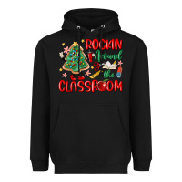 Black rockin around the clasroom teacher Heavyweight Hoodie - MaliasSmallBusiness