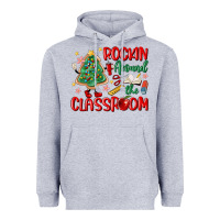 Heather Grey rockin around the clasroom teacher Heavyweight Hoodie - MaliasSmallBusiness