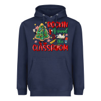 Navy rockin around the clasroom teacher Heavyweight Hoodie - MaliasSmallBusiness