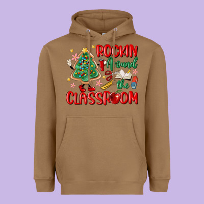 Rockin Around The Clasroom Teacher Heavyweight Hoodie Designed By Maliassmallbusiness